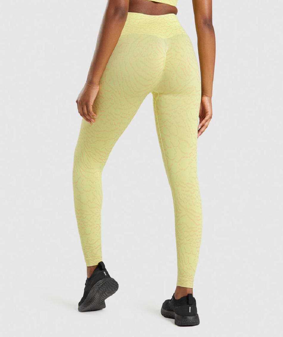 Legginsy Damskie Gymshark Adapt Animal Seamless Żółte | PL 2331YXF